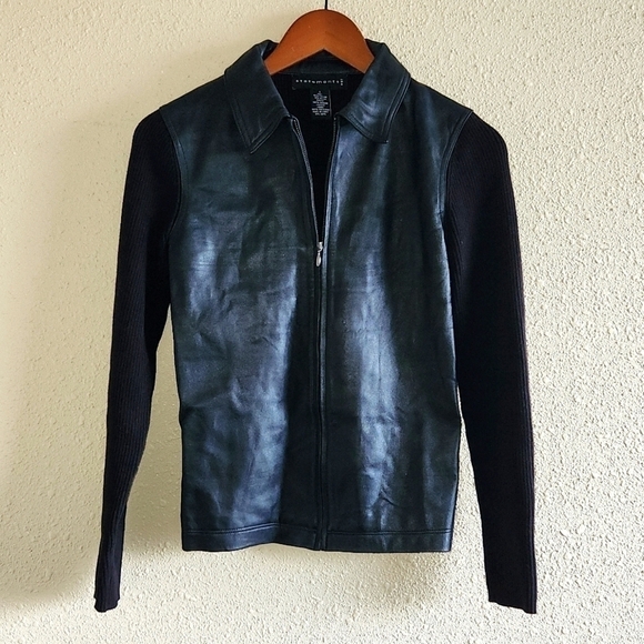 Y2k Leather Sweater - Picture 1 of 6